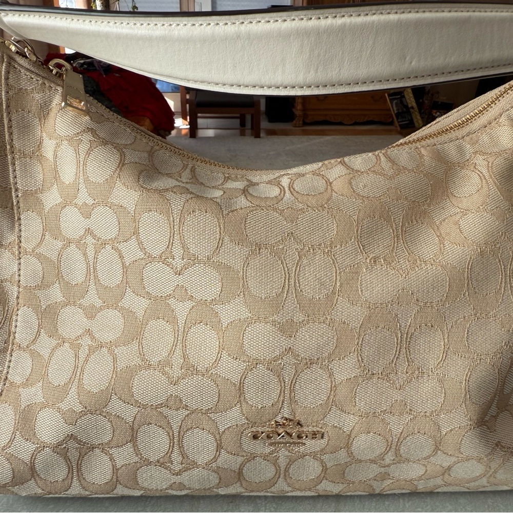 Coach Beige Signature Shoulder Bag